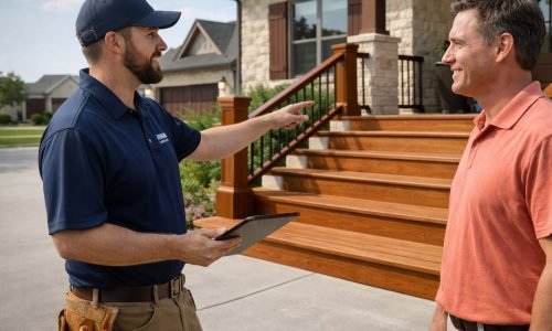 our texas stair builders talking to a client (1)